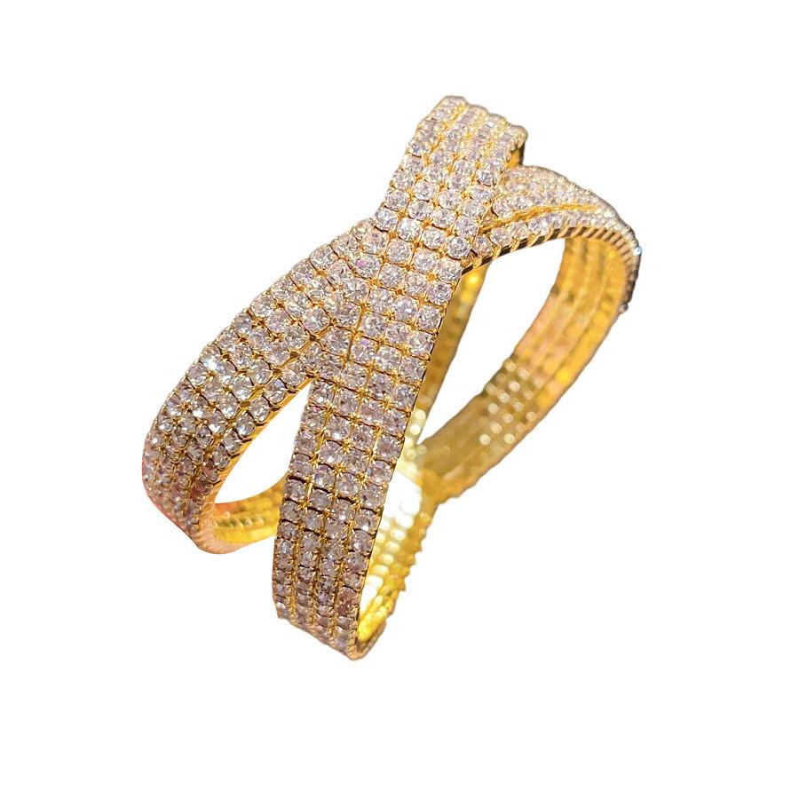 Modern Geometric Metal Bracelets With Sparkling Embellishments For Daily Wear