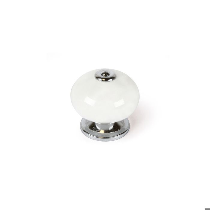 Boutons de meuble - REI - Mod. E517 - Porcelaine blanche - Ø40mm - Lot de 4