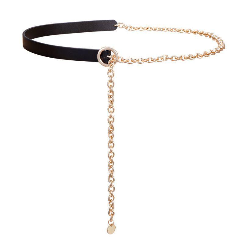 Thin Belt Women's Metal Black Waist Chain Shirt Decorative Waistband Versatile Dress Shirt Summer Waist Chain