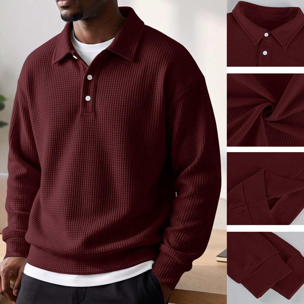 Men's Casual Long Sleeve Knit Shirt Color for Athletic Wear