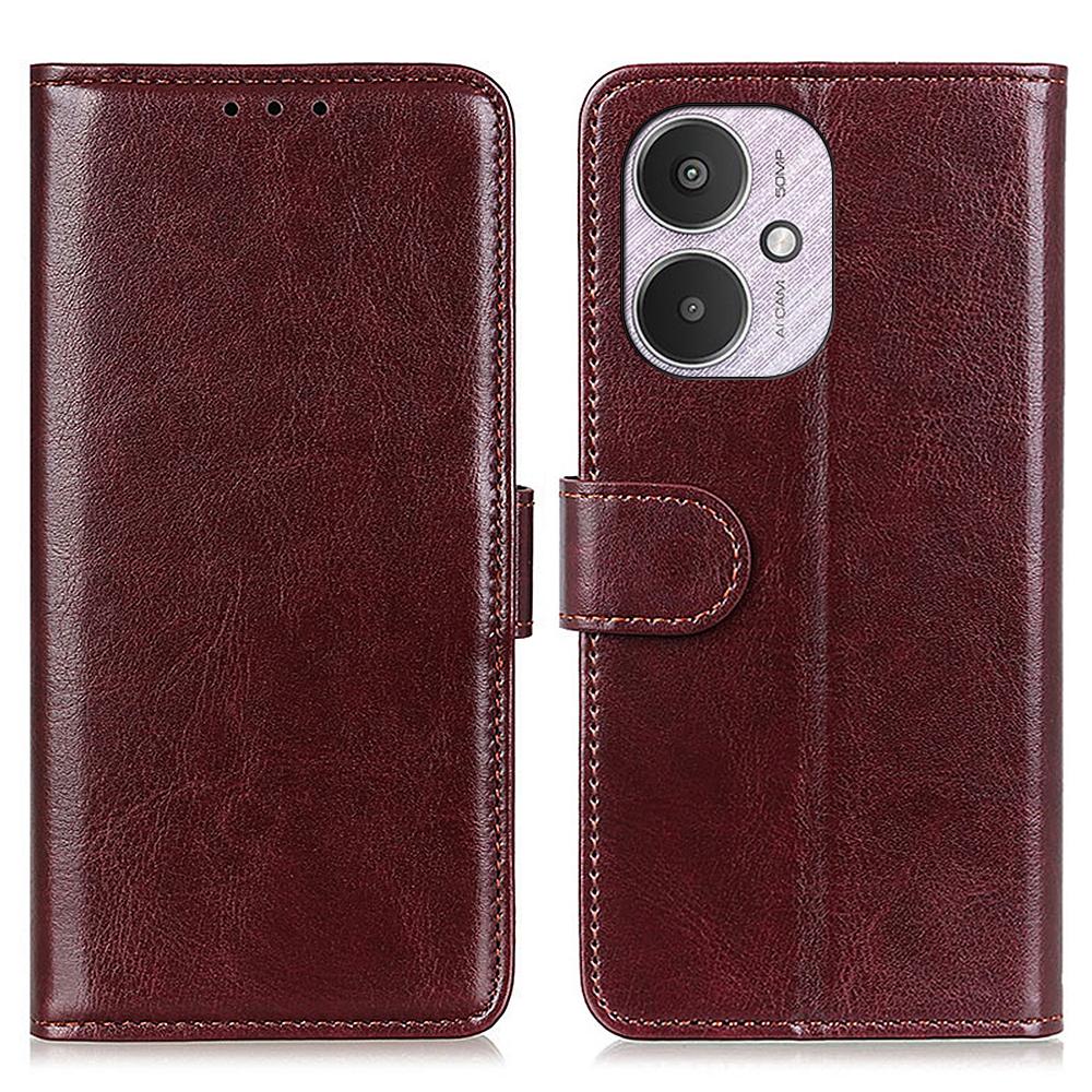 

For Xiaomi Redmi 13C 4G/13C 5G/Poco C65 4G/Poco M6 5G/13R 5G Case Crazy Horse Texture Wallet Stand Phone Cover Brown