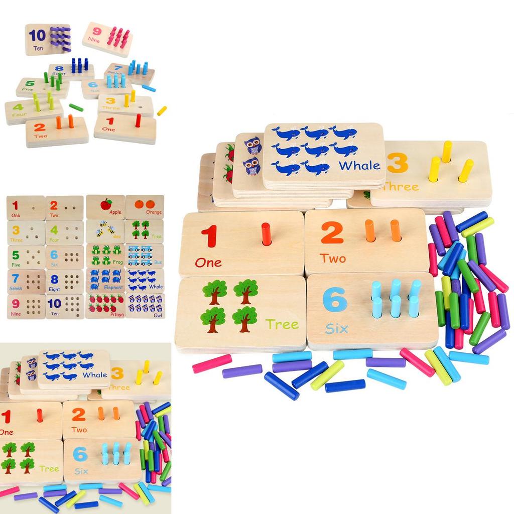 Wooden Montessori Math Learning Stick Color Recognition Matching Board Educational Toy For Early Childhood