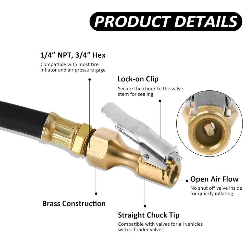 Brass Construction Quick Connector Quick Connect Tire Inflator Adapter Car Tire Inflation