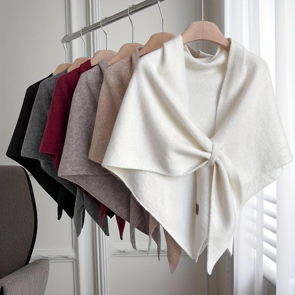 Damen Übergroßer Koreanisch Inspirierter Dreiecksschal & Cape - Elegant Einfarbig Winterliche Wärme, Weiche Wärme für Büro, Party