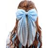 6 Damen Frühling/Sommer einfarbig Chiffon lang gepunkteter Stoff super Fee große Schleife Hinterkopf Haarspange Haarschmuck
