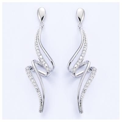 [I9849] - Silberne 'Göttin' Ohrringe Silber-Weiß (rhodiniert) - 50x15 mm