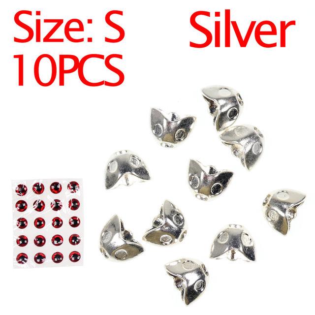 

10PCS Fly Tiing Fish Head Fish Mask Streamer Tiing Size SL Sculpin Helmet Streamer Fish Skull S срібний