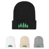 Autumn Winter Wool Beanie: Simple Knit Hat with Big Tree Embroidery for Men & Women - Warm, Outdoor, Casual Style