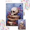Floral Skull and Books 5D DIY Diamond Art Painting Kit Home Wall Decor Handmade Gift for Craft Lovers Relaxing Art Supplies Projects