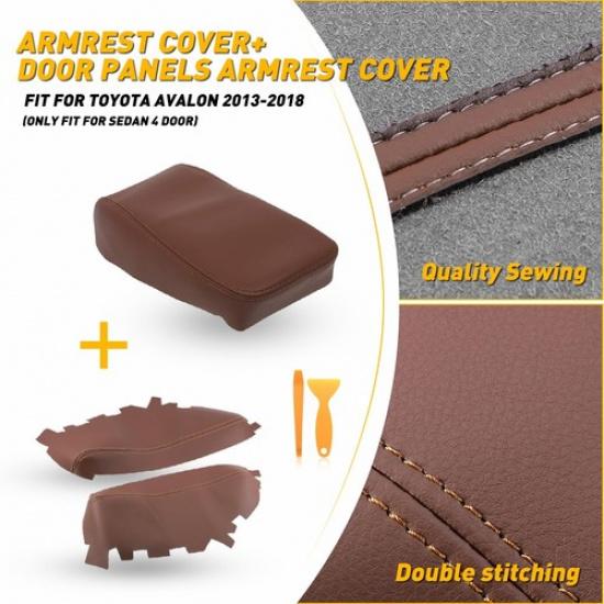 Center Console Armrest Lid /Door Panel Cover For Toyota Avalon 2013-2018 Brown 3x Brown Door Panel+Conso