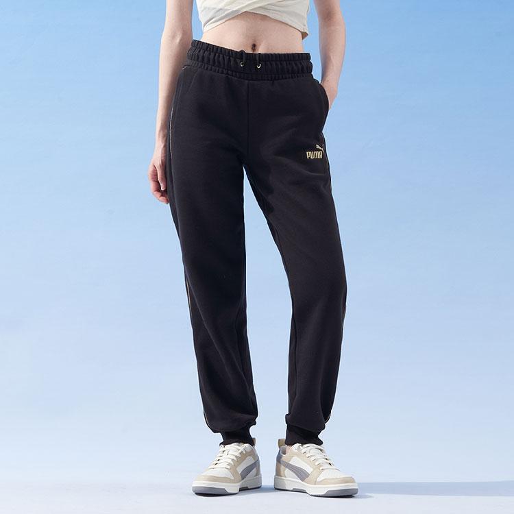 Puma Sports Lifestyle Series Casual Mid-Rise Drawstring Knit Pants Women Bottoms Black 680150-01