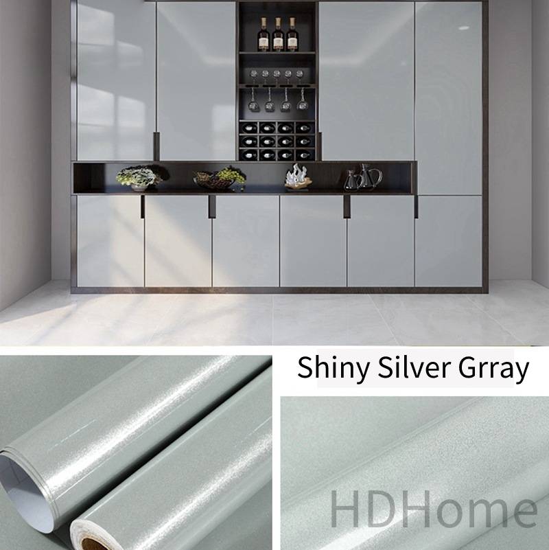 

Блестящая черная контактная бумага для столешниц Черные самоклеящиеся обои Водонепроницаемая съемная виниловая настенная бумага 1mx40cm