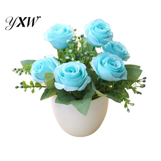 Fake A Pot Artificial Plant Bonsai Beautiful Simulation Flower Decor Plastic Rose for Living Room