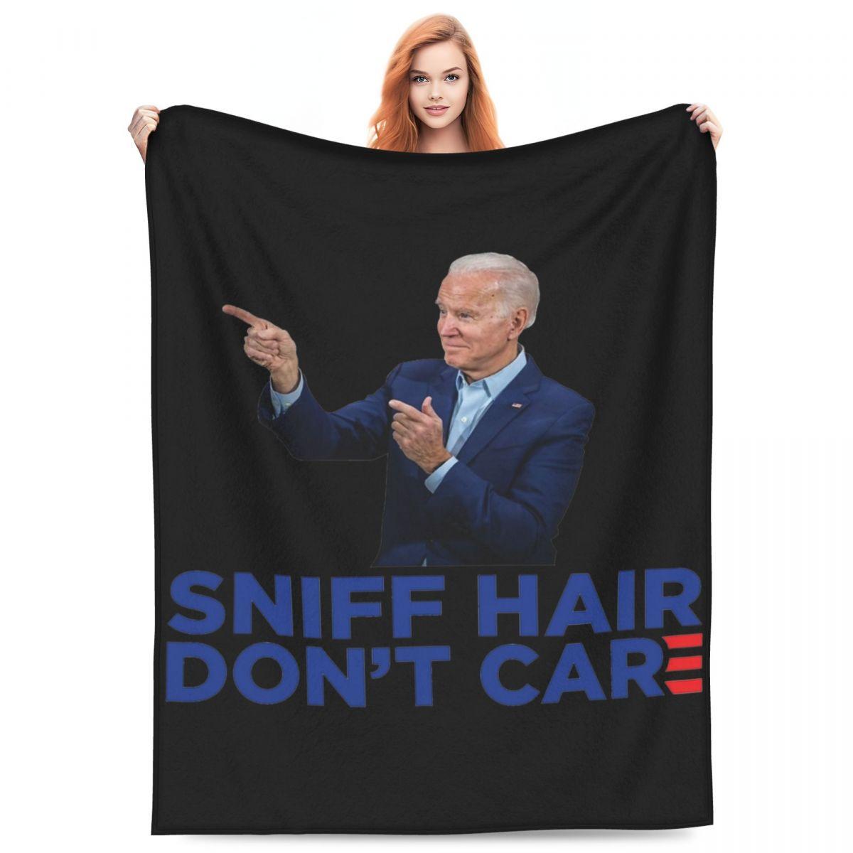 Sniff Hair Don Not Care Blankets Funny Joe Biden Campaign Logo Parody Picnic Flannel Throw Blanket Super Bedspread Gift Idea 30x40in