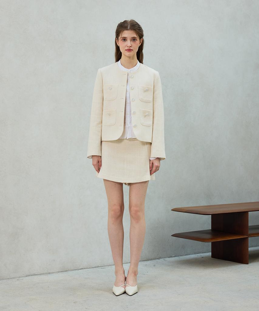 Alikim Cherish Tweed Skirt Pants / White