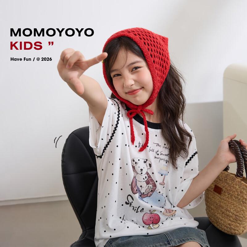 Girls Polka Dot Bear Cartoon Short-Sleeve T-Shirt 110
