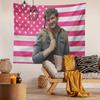 Pedro Pascal Pink Star Strip Flag Tapestry Trendy And Cool Background Cloth Decorative Wall Cloth Room Decoration