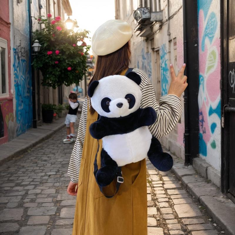 Neuer, niedlicher, dreidimensionaler Plüsch-Rucksack mit Panda-Motiv – lässiger Rucksack, personalisierbar, vielseitig und modisch.