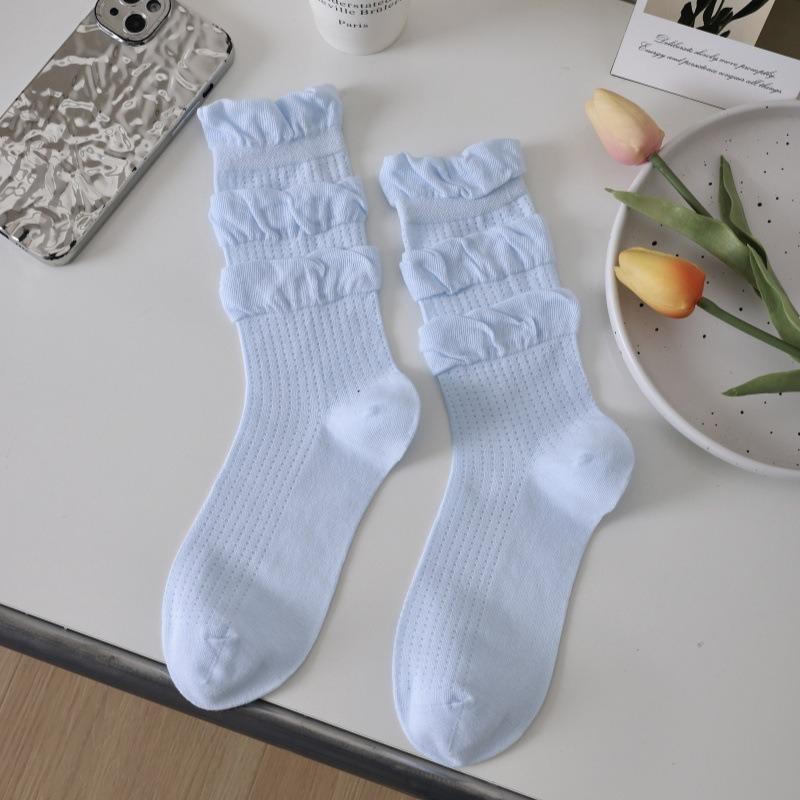 Ladies Spring and Summer Thin Pure Wind Pure Color Boneless Anti Ball Mesh Eyes Leg Long Leg Pile Socks