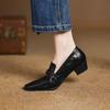 Krazing Pot Sheepskin Autumn Winter Shoes Metal Flowers Loafers Med Heels Size 42 Size 43 Round Toe Slip on Deep Mouth Pumps
