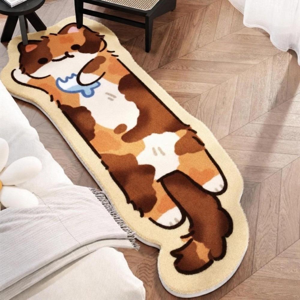 Non Slip Cat Shaped Floor Mat Soft Floor Mat Cartoon Bedroom Rug  for Bedroom