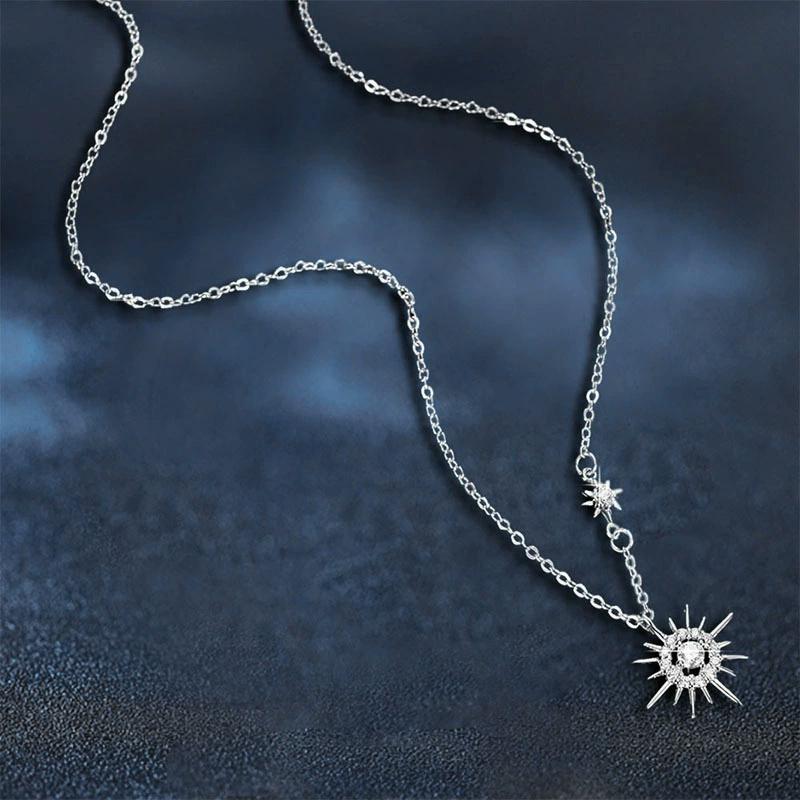 Tezzc Moissanite Lab Diamond Pendant Necklace for Women Men 925 Sterling Silver Sun Flower Party Fine Jewelry Wholesale