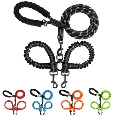 Guinzagli Doppi per Cani Domestici Corda Elastica Due Teste Nylon Due Collari per Cani Imbracatura Guinzagli Guinzagli per Cani Guinzaglio per Cani Accoppiatore Camminare Due