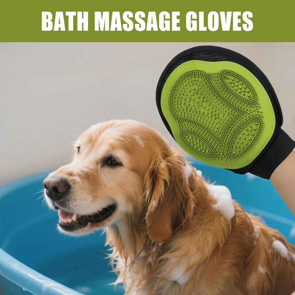 Pet Bath Brush Dog Shower Brush Grooming Glove Pet Scrubber for Cleaning Long-Haired Short-Haired Daily Bathroom Home Apartment