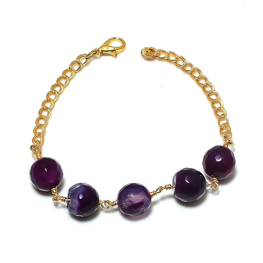 Amethyst Gemstone Handmade 925 Sterling Silver Bracelet 7-8" KJ-1302