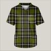 Men's Printing Short Sleeve V-neck Working Blouse Chest Pocket Carer Top