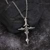 Retro Viking Bone Cross Necklace Punk Gothic Jewelry Hip Hop Street Fashion Accessories for Women Men