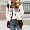 Women's Fashion Stitching Loose Hoodies Long Sleeve Plush Zipper Coat