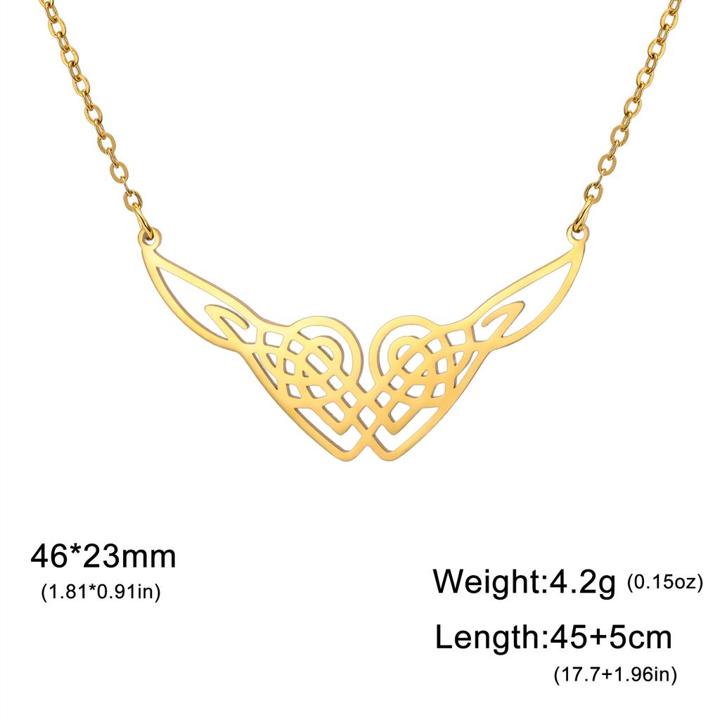 Celtic Heart Knot Necklace for Women Wing Pendant Stainless Steel Jewelry on the Neck Hollow out Accessories Wholesale 2026 New