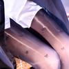Black Silk  ShinyJKLetter Love Polka Dot Power Wear Snagging Resistant Pantyhose Shiny Crotchless Silk Stockings Women