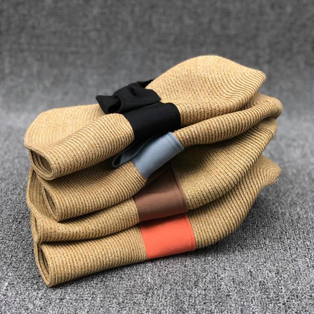 Sun Litong Travel Sunscreen Bucket Hat Women'S Summer Eaves Bow Sunshade Straw Hat Foldable Sun Hat