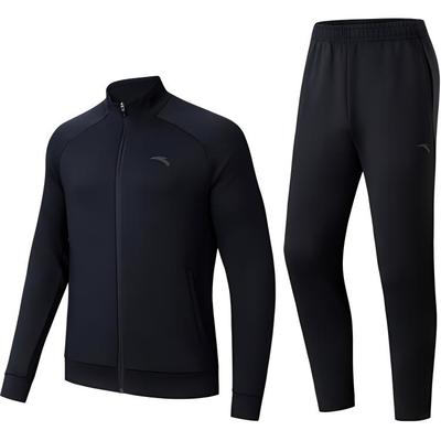 Training Series Logo Color Block Comfortable Jacket And Cuffed Pants Casual Sports Set Men Sports Set Black 952417201-3