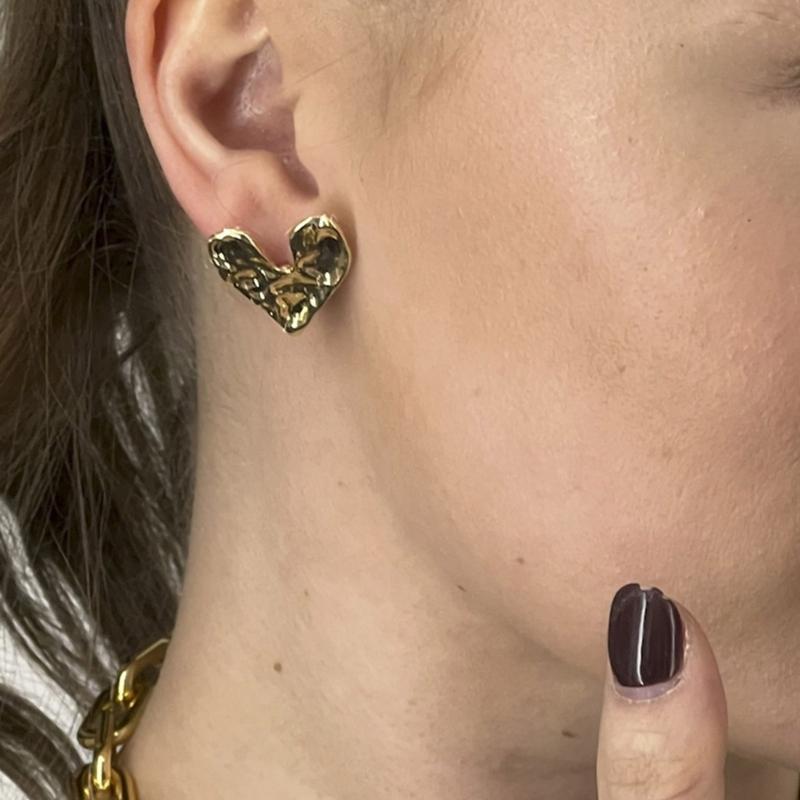 Concave Convex Irregular Heart Earrings for Women Lightweight Alloy Ear Studs Accessory Earwear Accessories for Party