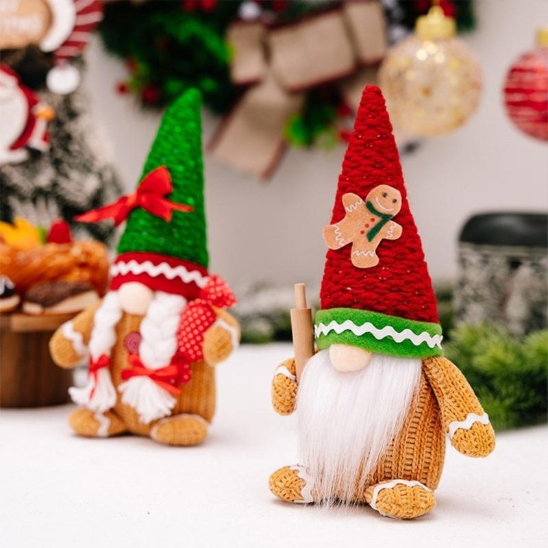 Handmade Christmas Gingerbreads Gnomes Christmas Gingerbreads Man Gnomes Plush Collection Holiday Ornament Decors