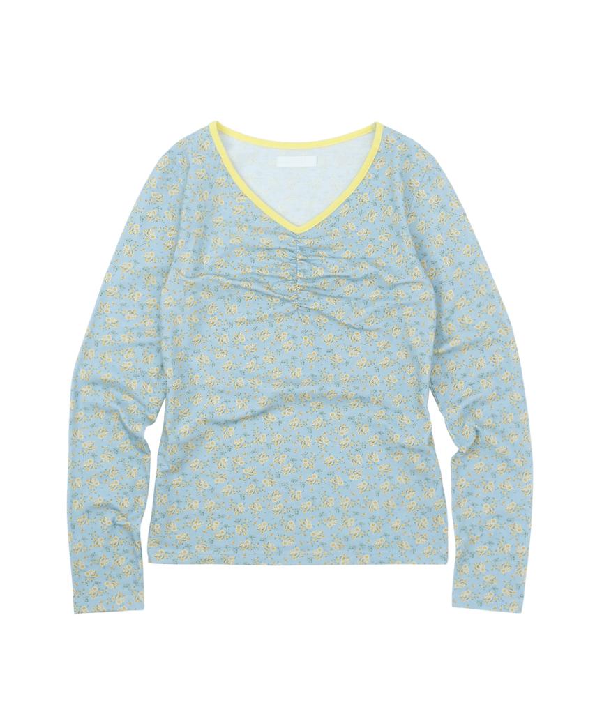 Sseonegteu Floral Cinch Front Ls Tee - Blue