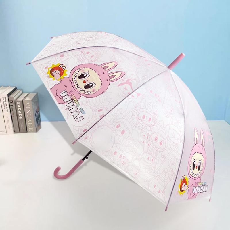 

Зонт с рисунком куклы Лабубу, Матовый полуавтоматический зонт с прямой ручкой, Студенческий, Детский, Зонт для девочки
