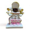 Handmade Marble Dust Lord Ganesha On Lotus 7 Inch for Diwali Flower God Idol Art Figurine for Home Car Dashboard Ganpati Murti Temple Pooja Decorative