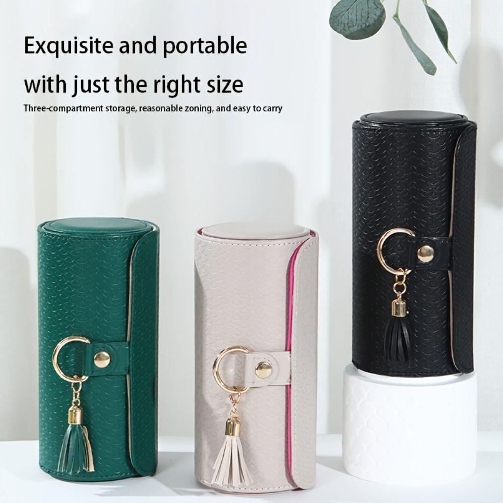 PU Material 3-Tier Cylindrical Jewelry Organizer Travel Jewelry Storage  Travel Accessory