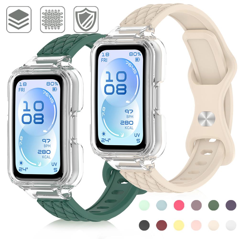 Silicone Straps+Case For Huawei Band 11 Pro Breathable Sport Replacement Wrist Bracelet Correa Huawei Smart Band 11 Accessories