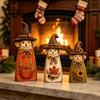 Solid Wood Seasonal Centerpiece 3Pcs Rustic Wooden Halloween Cat Tabletop Decor, Farmhouse Black Figurine Indoor Party Supplies with Witch Hat, Autumn