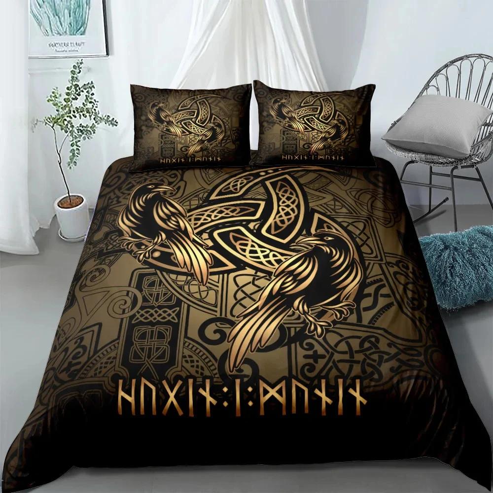 Vigvisir Viking Art Constelation Beding Set EU Single Double King US Twin Ful Quen King Ethnic Bed Linen Set Soft