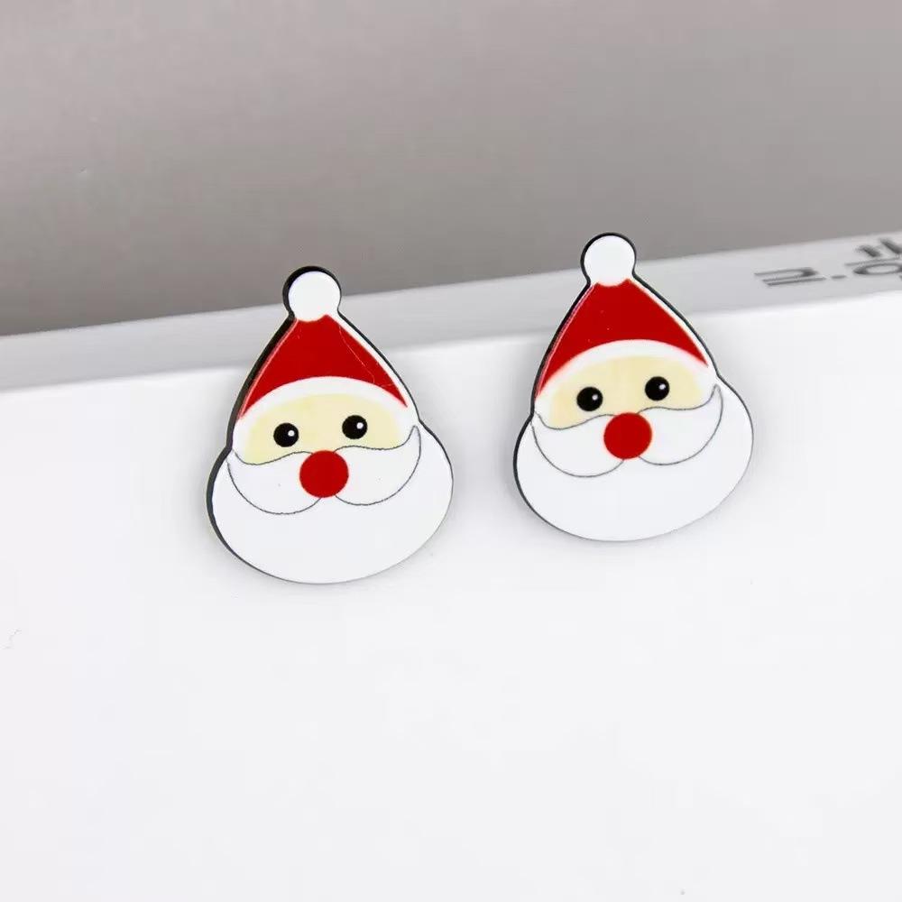 Cute Snowman Santa Claus Christmas Earrings , Titanium Alloy Ear Studs , Trendy Holiday Jewelry for Women , Wholesale