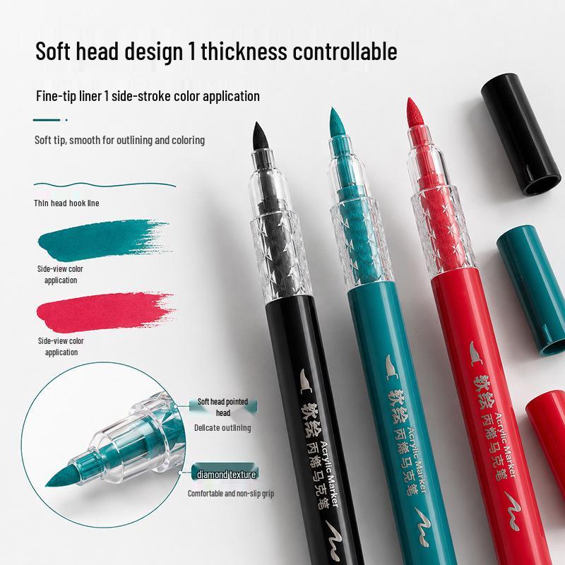 Acrylic Watercolor Marker with Soft Tip - Washable & Non-Bleeding for Kids' Art & Graffiti.
