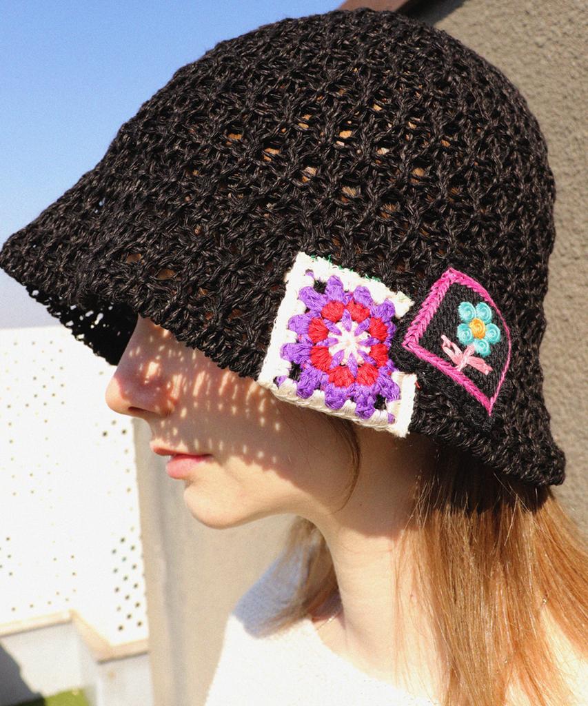 Elkebeullum Flower Net Black Bucket Hat