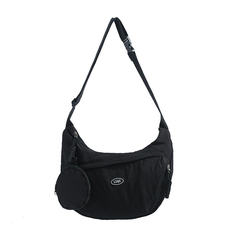 Women's bag new casual dumpling bag large capacity solid color simple commuting shoulder bag student class messenger bag