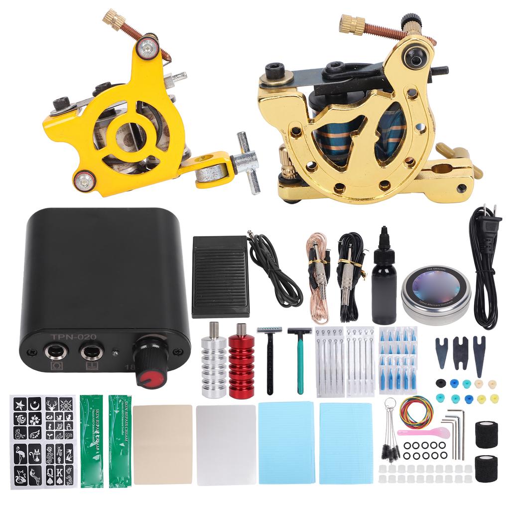 Coil Tattoo Machine Kit Clip Foot Pedal Tattoo Grip Needle Clip Cord Beginner Tattoo Tool Set